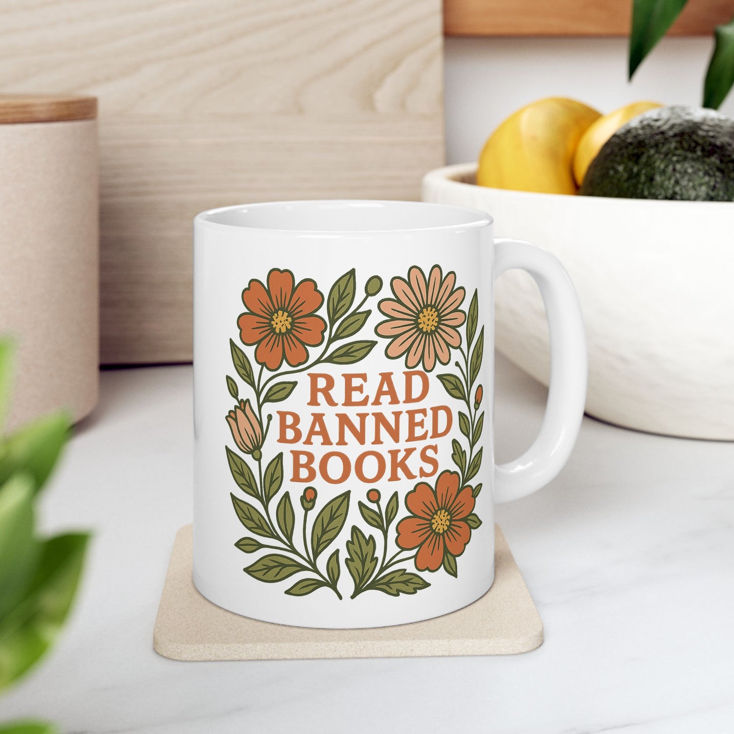 Floral Inspired Ceramic Mug for Coffee Lovers, Personalized Gift, Tea Cup, Botanical Mug, Home Decor, Gardening Gift