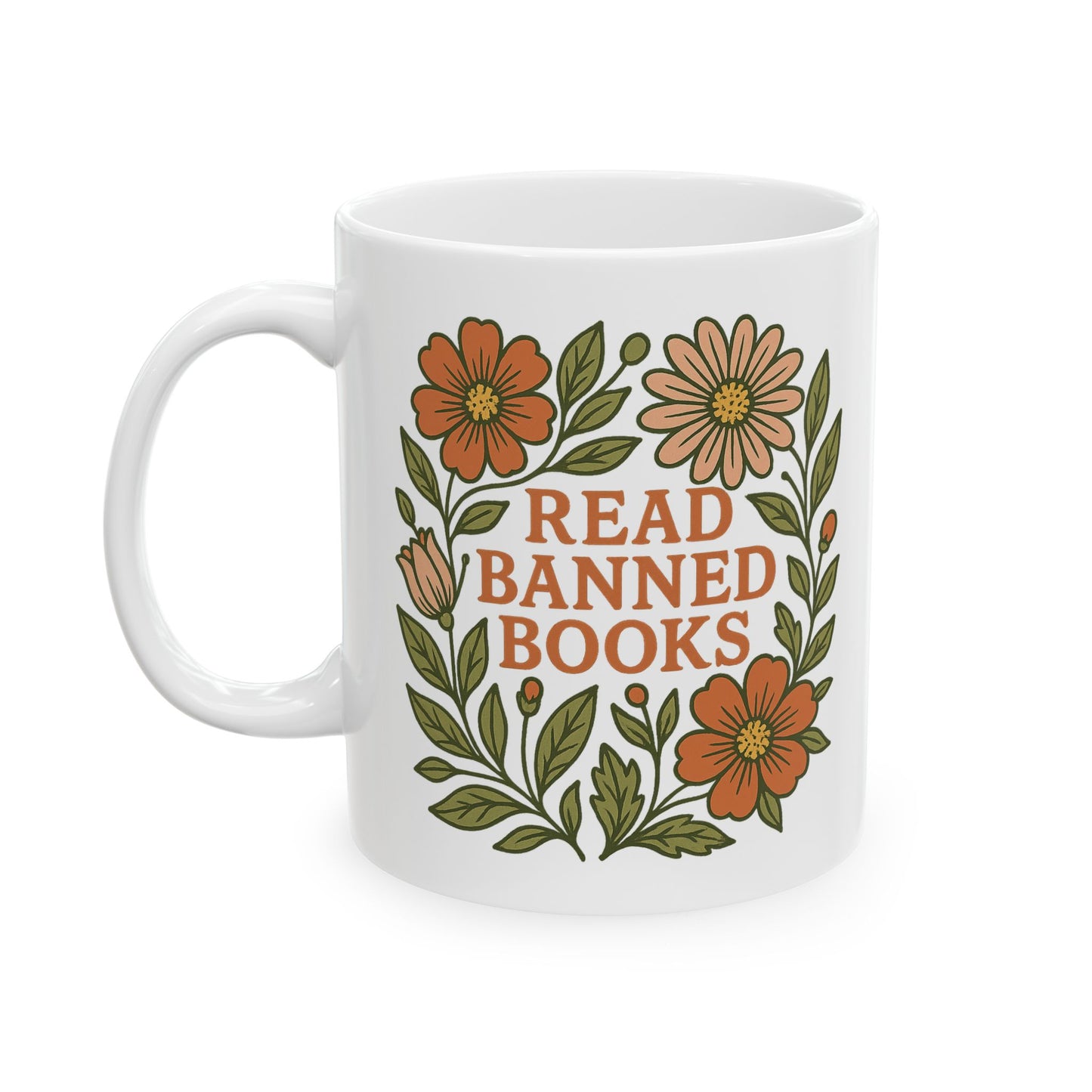 Floral Inspired Ceramic Mug for Coffee Lovers, Personalized Gift, Tea Cup, Botanical Mug, Home Decor, Gardening Gift