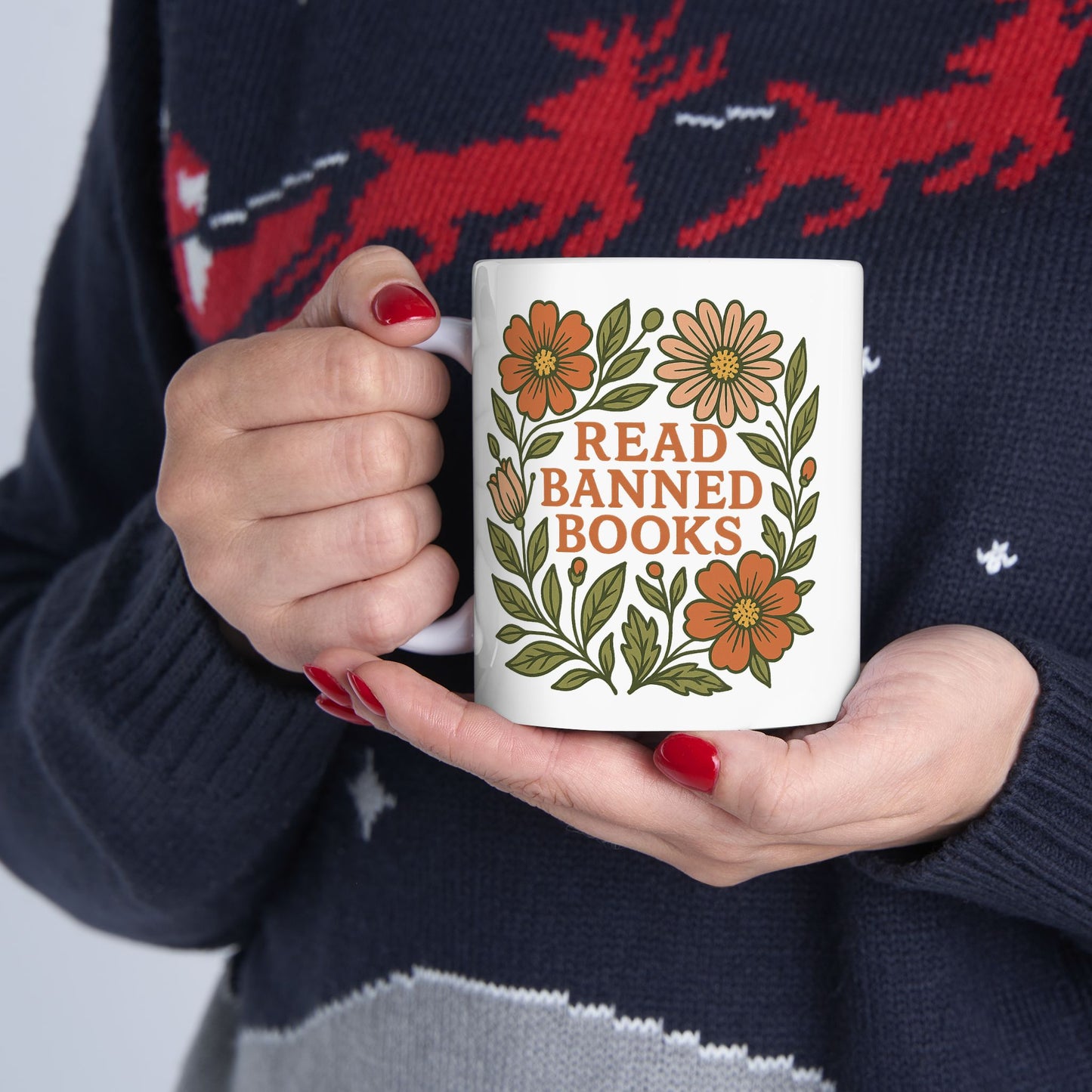Floral Inspired Ceramic Mug for Coffee Lovers, Personalized Gift, Tea Cup, Botanical Mug, Home Decor, Gardening Gift